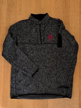 Antigua Men's Black Heather Quarter-Zip Sweater with Red Horde Logo